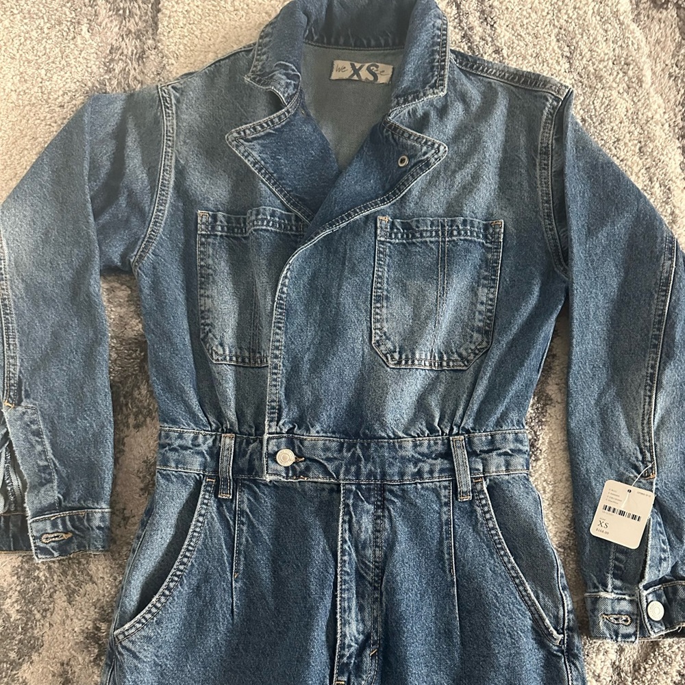 Free People Maris Denim Jumpsuit.  BNWT  Size XS